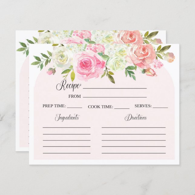 Tarjeta de receta Rubor and Cream Bridal Shower (Anverso / Reverso)