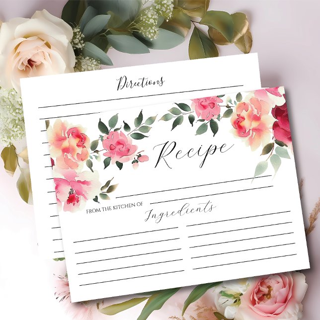 Tarjeta de receta Rubor Blossoms Bridal Shower (Subido por el creador)