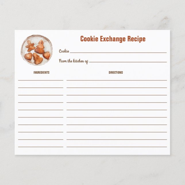 Tarjeta de receta rusa de Cookie Exchange (Anverso)