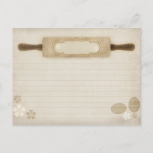 Tarjeta de receta Rústica de Burlap Rolling Pin