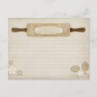 Tarjeta de receta Rústica de Burlap Rolling Pin