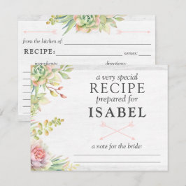 Tarjeta De Receta Rústica Para La Novia