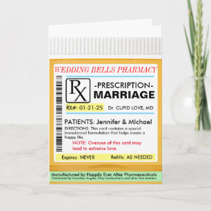 Tarjeta de Receta RX para Matrimonio