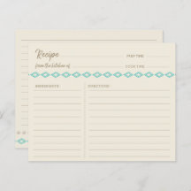 Tarjeta de receta sencilla del patrón de diamantes