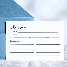 Tarjeta de receta sencilla y elegante para ducha d