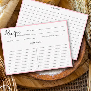Tarjeta de receta sencilla y moderna de color rosa