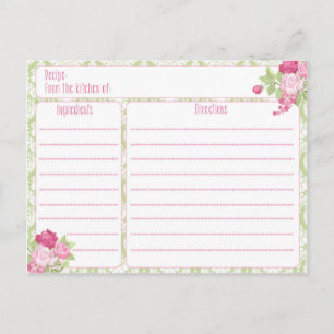 Tarjeta de receta Shabby Chic