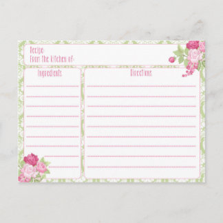 Tarjeta de receta Shabby Chic