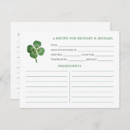 Tarjeta de receta Shamrock St Patricks Day Bridal
