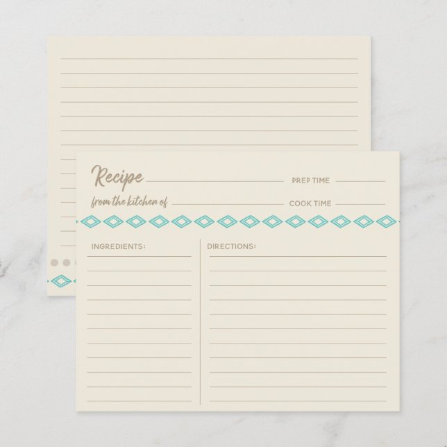 Tarjeta de receta simple con patrón de diamantes e (Anverso / Reverso)