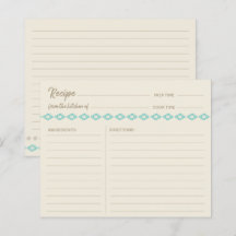 Tarjeta de receta simple con patrón de diamantes e