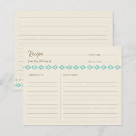 Tarjeta de receta simple con patrón de diamantes e