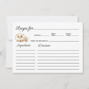 Tarjeta de Receta Simple con Tema de Fiesta de Té