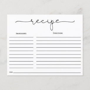 Tarjeta de receta simple de caligrafía para ducha