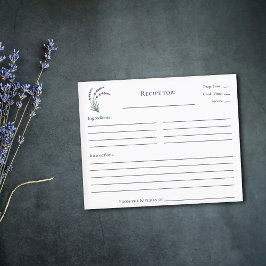 Tarjeta de receta simple de ducha nupcial de lavan