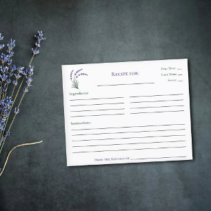 Tarjeta de receta simple de ducha nupcial de lavan