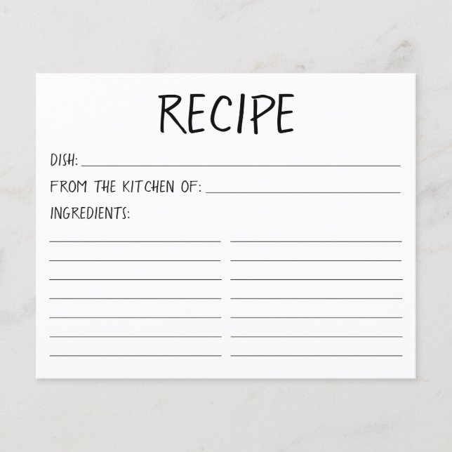 Tarjeta de Receta Simple Moderna (Anverso)