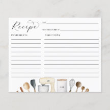 Tarjeta de receta simple para ducha de novia