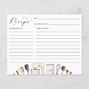 Tarjeta de receta simple para ducha de novia