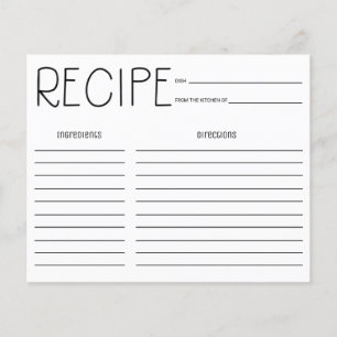 Tarjeta de receta simple para ducha de novia a man