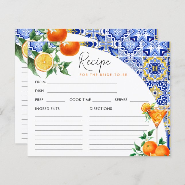 Tarjeta de receta Spritz Mediterranean Bridal Show (Anverso / Reverso)