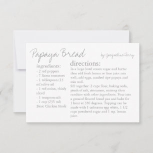Tarjeta de receta   Su Receta Gris