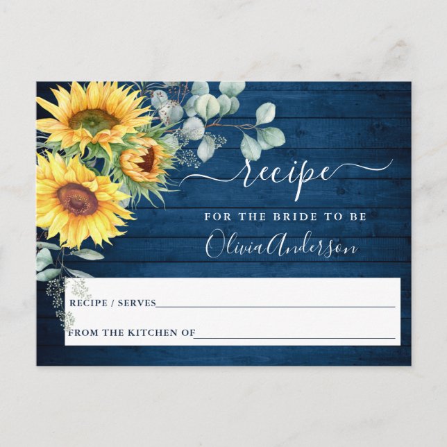 Tarjeta de receta Sunflower Eucalyptus Bridal Show (Anverso)