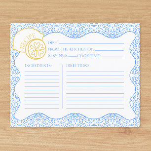 Tarjeta de receta Tarjeta italiana Citrus Lemon Br
