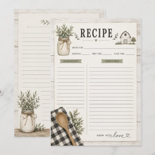 Tarjeta de Receta Tema Granja Rústica