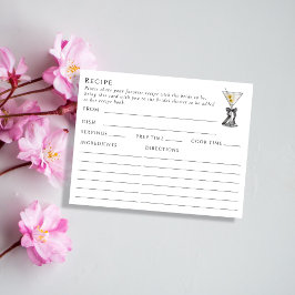 Tarjeta de receta temática de Martini con doble ca