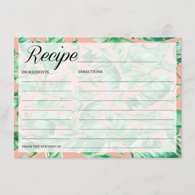 Tarjeta de receta tropical (Anverso)
