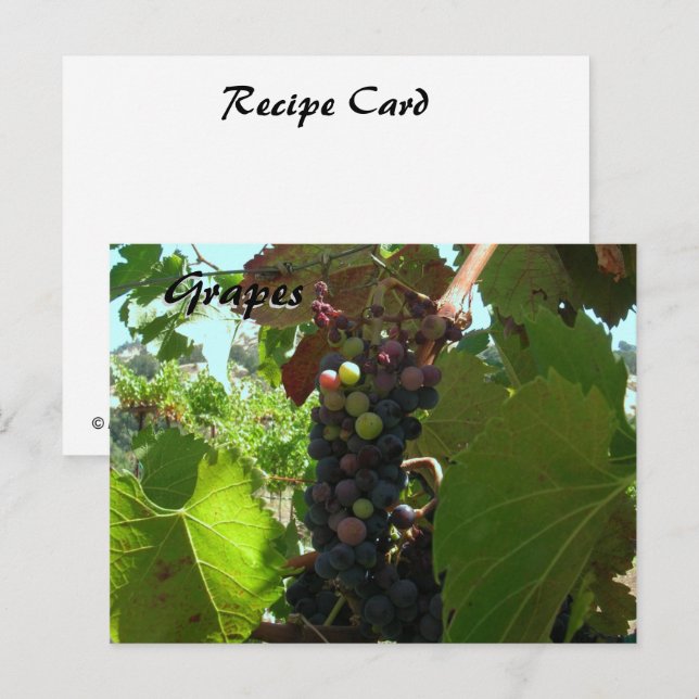 Tarjeta de receta - Uvas en la vid (Anverso / Reverso)