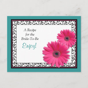 Tarjeta de receta Verde azulada de Gerbera rosa pa