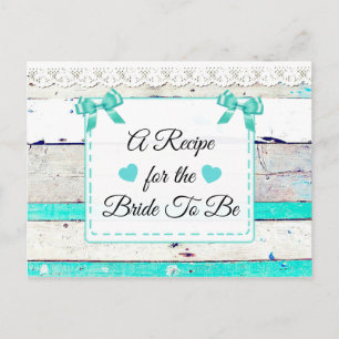 Tarjeta de receta verde azulada de madera rústica 