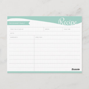 Tarjeta de receta Verde azulada y blanca personali