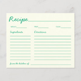 Tarjeta de Receta Verde para Novias Recién Comprom