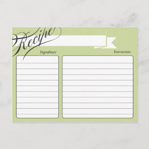 Tarjeta de receta verde retro