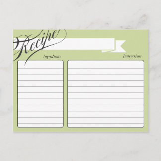 Tarjeta de receta verde retro