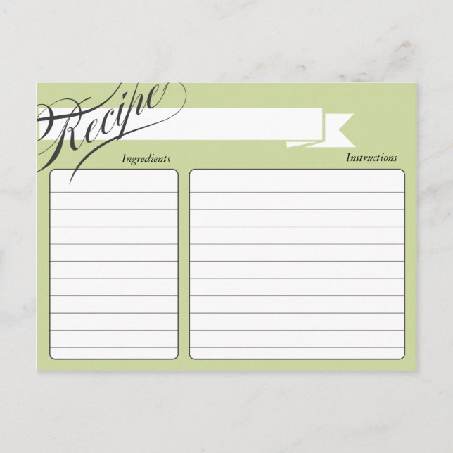 Tarjeta de receta verde retro (Anverso)