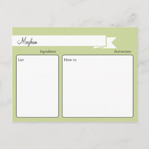 Tarjeta de receta verde retro