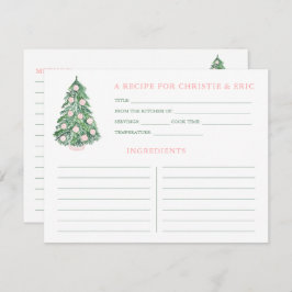 Tarjeta De Receta Verde Y Rosa De La Ducha De Boda