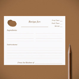 Tarjeta de receta Walnut Bridal Shower