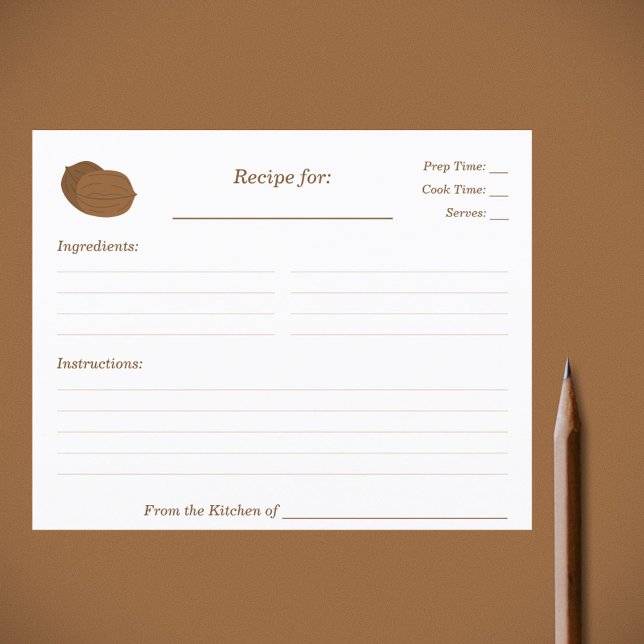 Tarjeta de receta Walnut Bridal Shower (Walnuts Recipe Card)