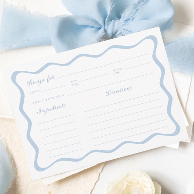 Tarjeta de receta Wavy Blue Bridal Shower (Subido por el creador)