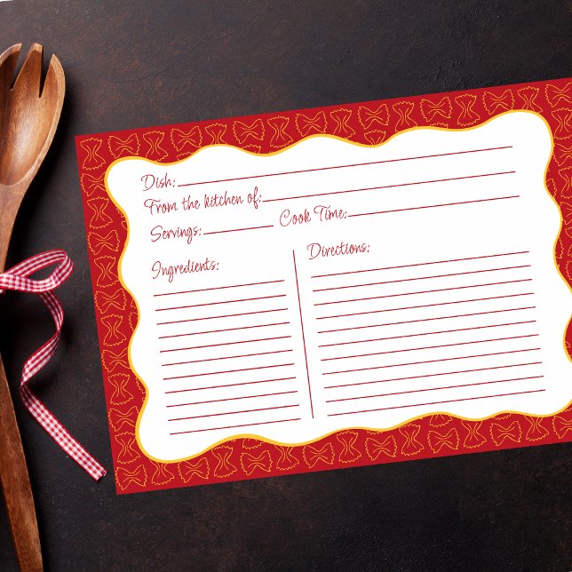 Tarjeta de receta Wavy dibujada a mano roja del pa (Subido por el creador)