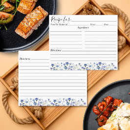 Tarjeta de Recetación Blue Watercolor Wildflower G