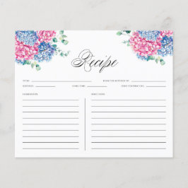 Tarjeta de recetada de acuarela azul y rosa de hid