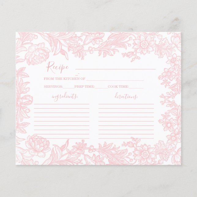 Tarjeta de recetada para ducha de novia rosa vinta (Anverso)