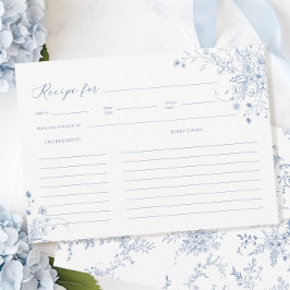 Tarjeta de recetaria Blue Bridal Shower
