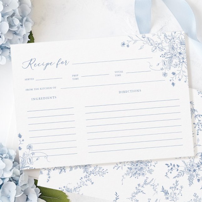 Tarjeta de recetaria Blue Bridal Shower (Subido por el creador)